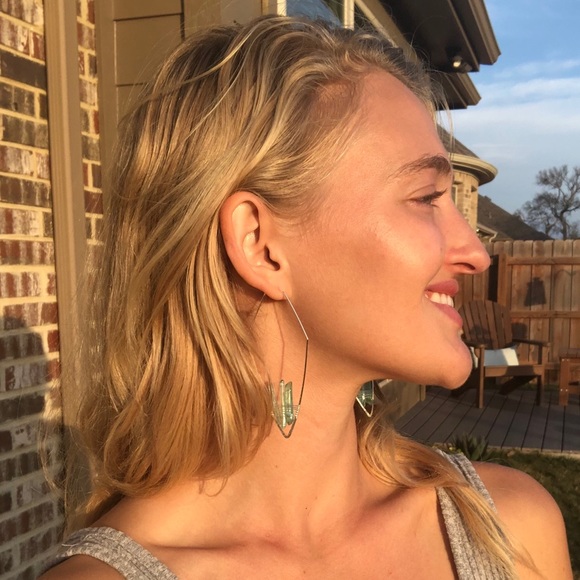 Geo Crystal Threader Hoops! - Picture 3 of 5